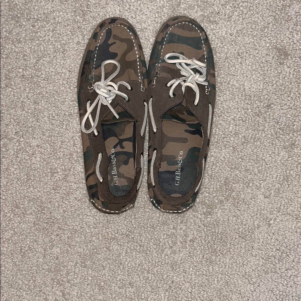 Camouflage Boat Shoes with White Laces